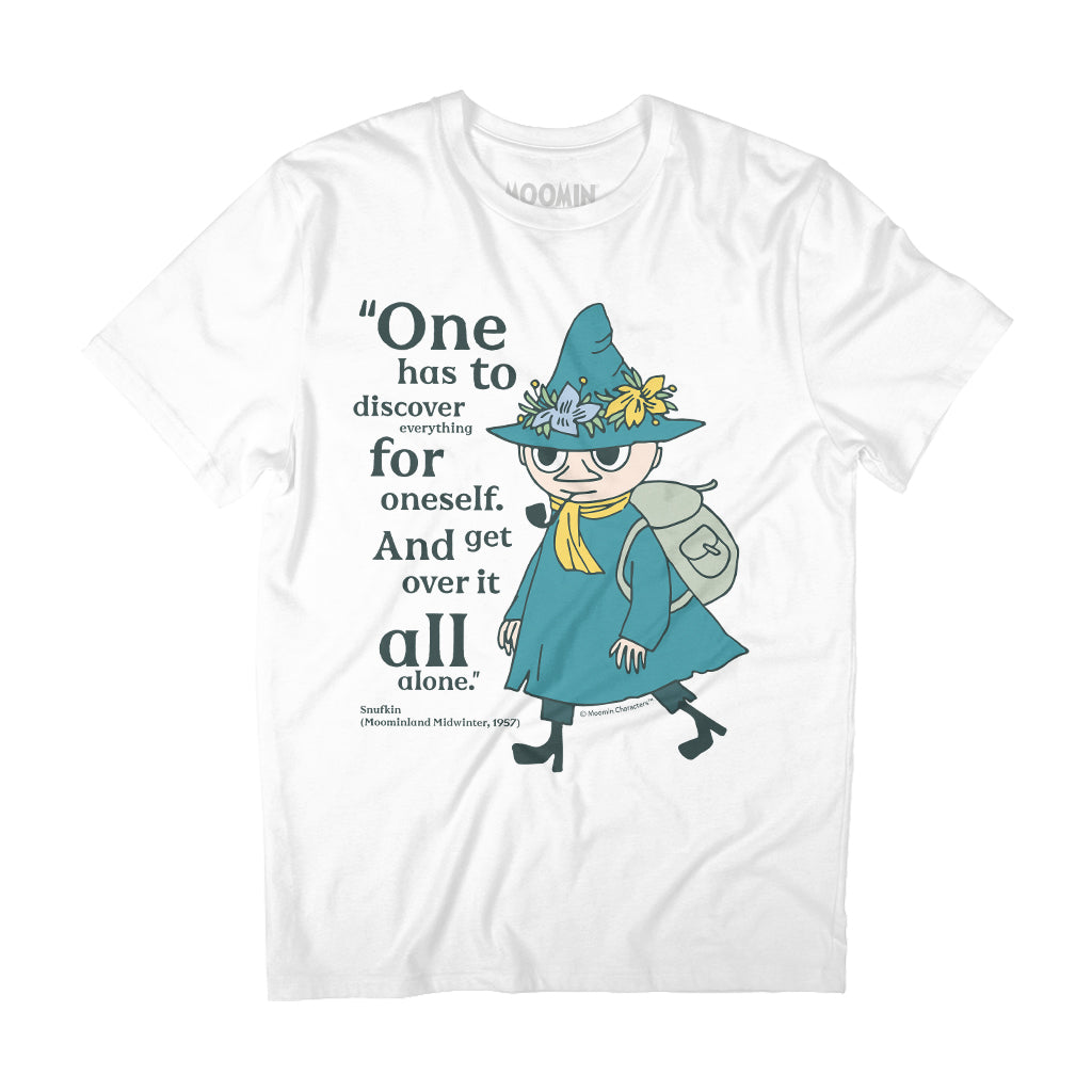 Moomin Discover Moominland Midwinter Snufkin Quote Adult T-Shirt | Moomin Shop US