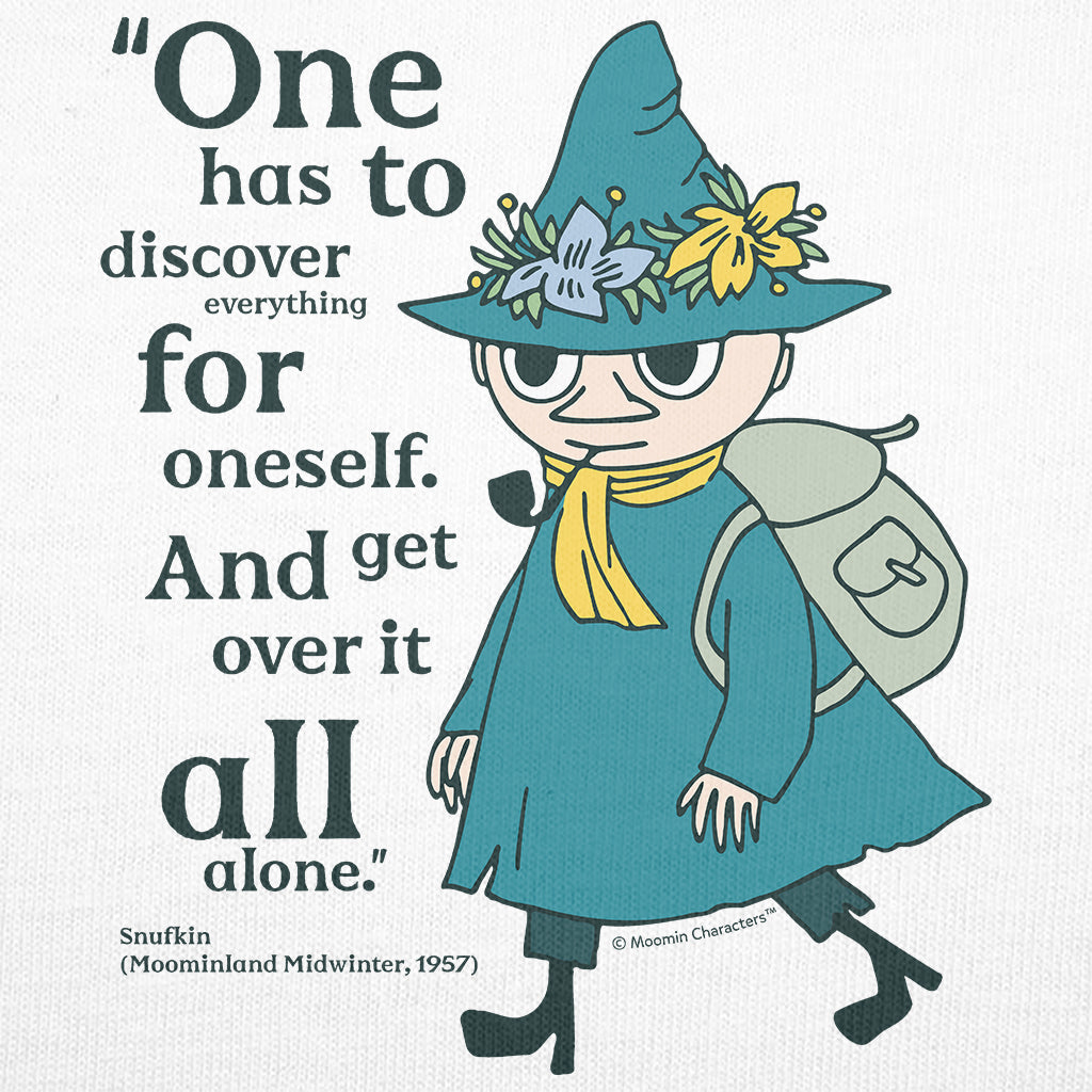 Moomin Discover Moominland Midwinter Snufkin Quote Adult T-Shirt