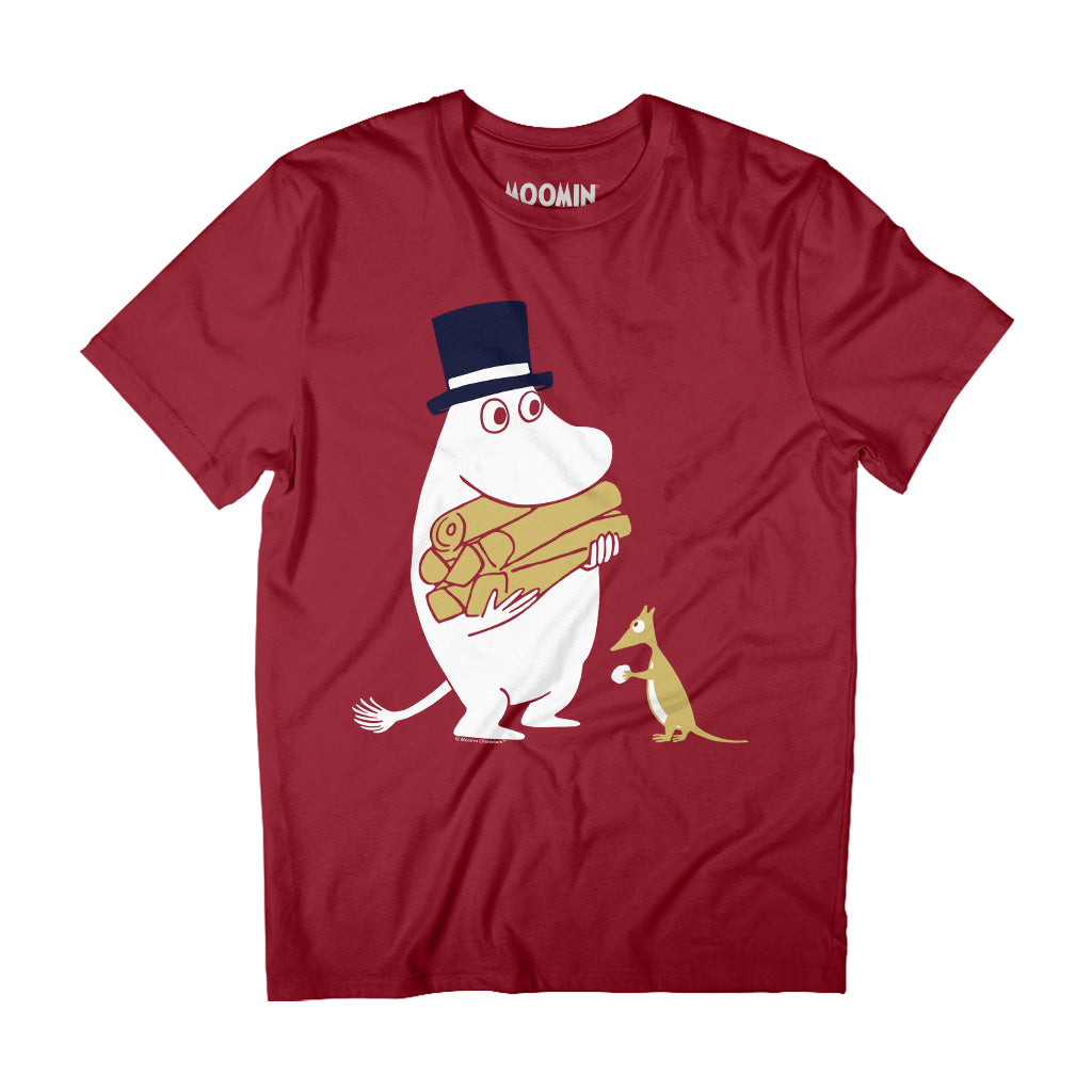 Moomin Moominpappa Carrying Logs Winter Adult T-Shirt | Moomin Shop US