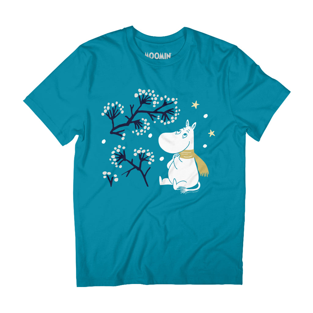 Moomin Moomintroll Winter Watching The Snow Adult T-Shirt | Moomin Shop US