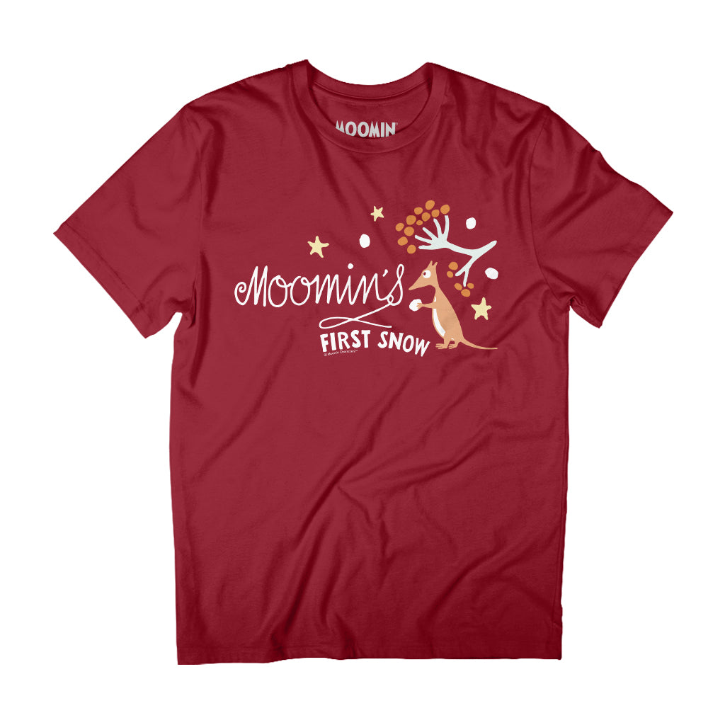 Moomin&#39;s First Snow Creature Character Autumn Adult T-Shirt | Moomin Shop US