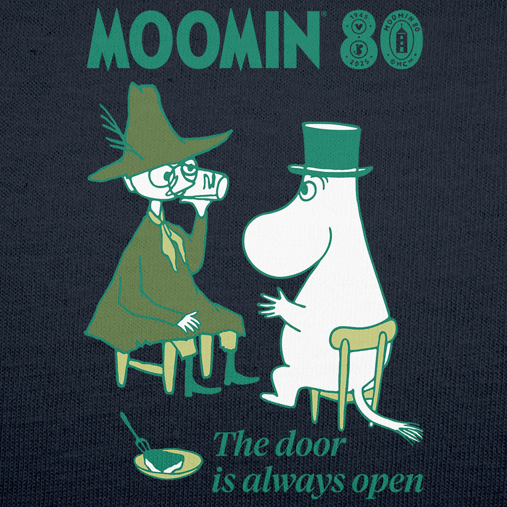 Moomin 80th Anniversary Snufkin &amp; Moominpappa Sitting Adult T-Shirt