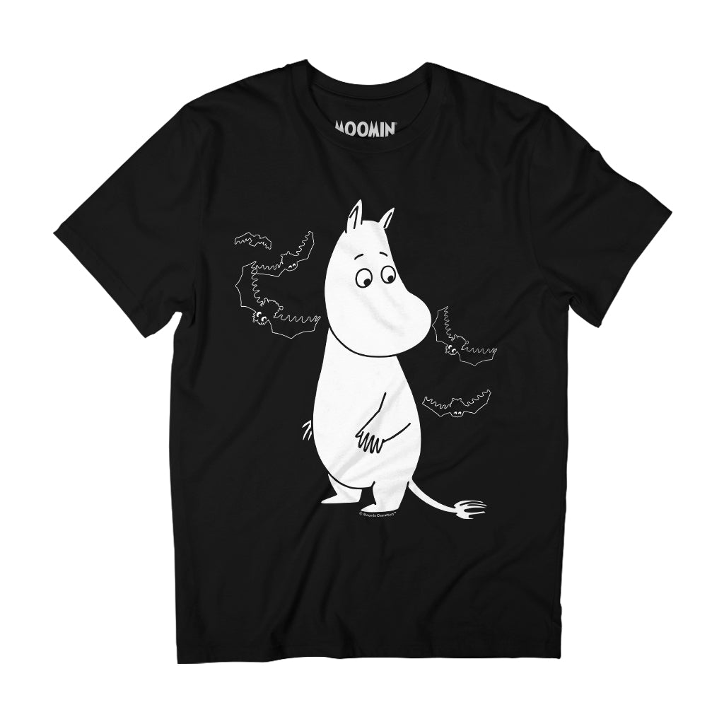 Moomin Moomintroll Surrounded By Spooky Bats Adult T-Shirt | Moomin Shop US
