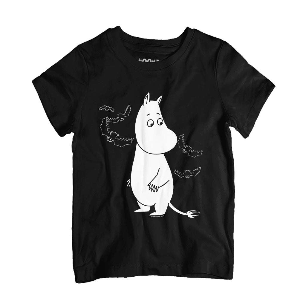 Moomin Moomintroll Surrounded By Spooky Bats Kids T-Shirt | Moomin Shop US