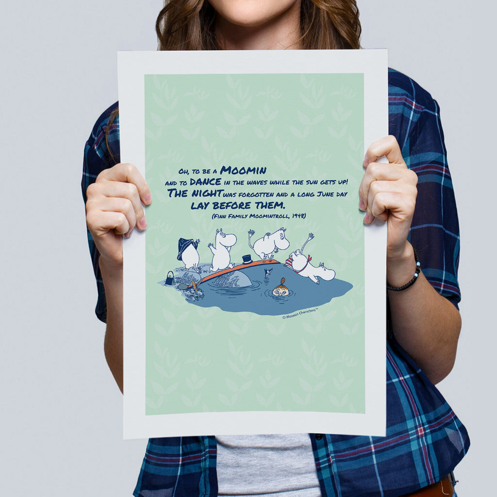 Moomin Dance In The Waves Finn Family Moomintroll Quote Print