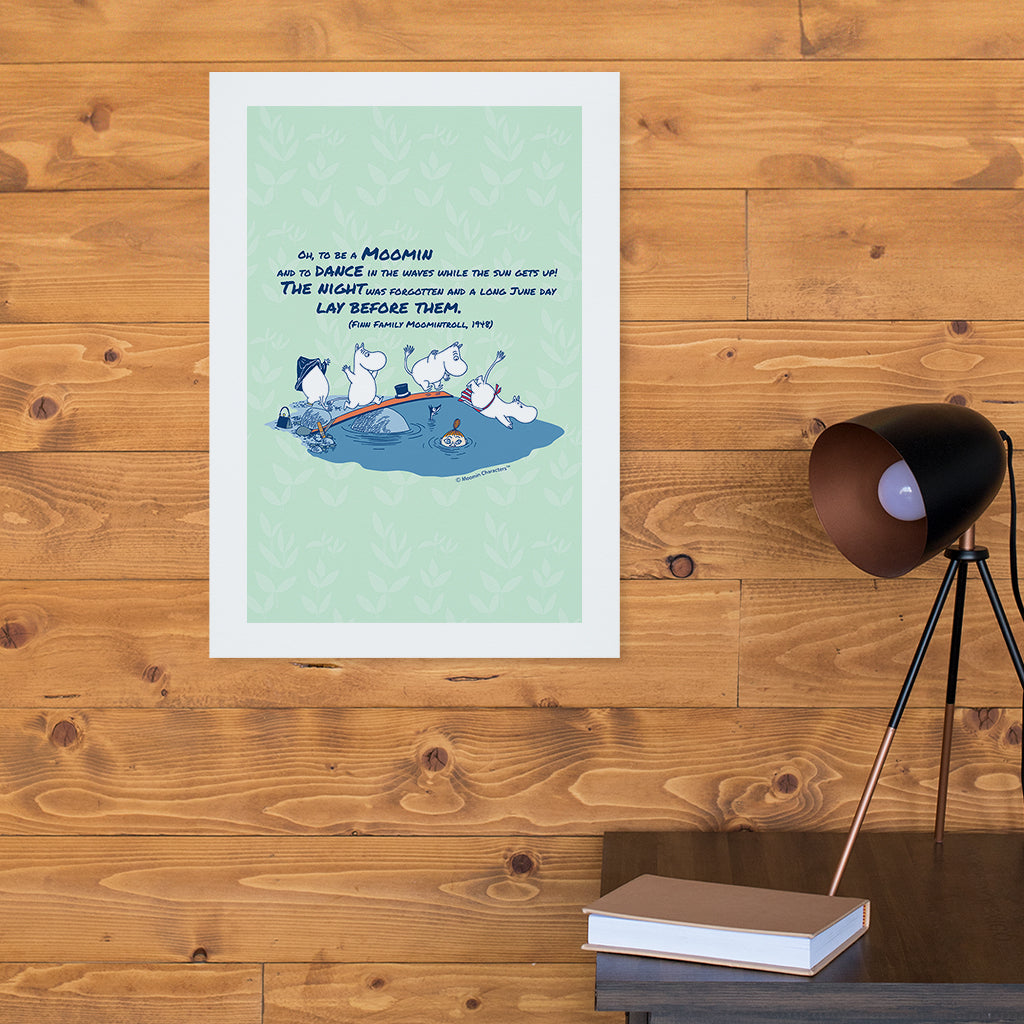 Moomin Dance In The Waves Finn Family Moomintroll Quote Print