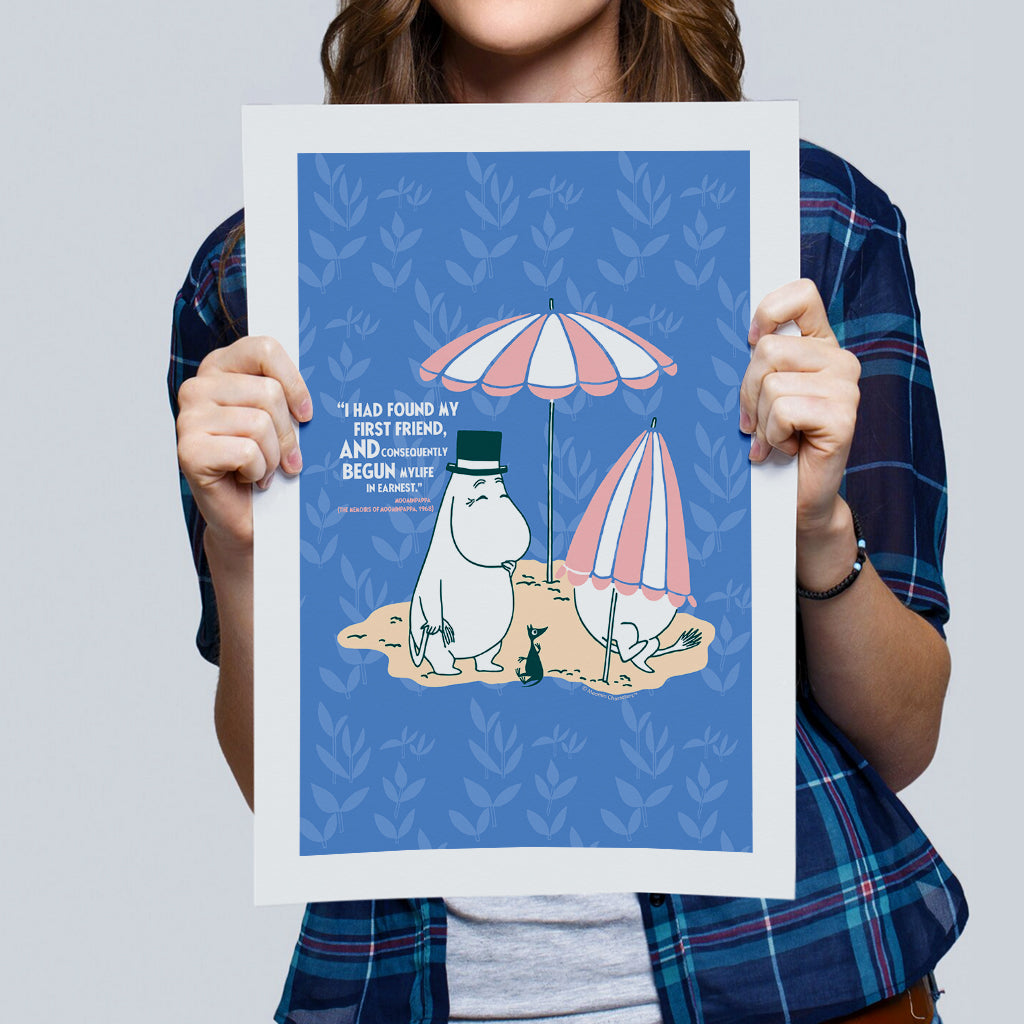 Moomin Found My Friend The Memoirs Of Moominpappa Quote Print