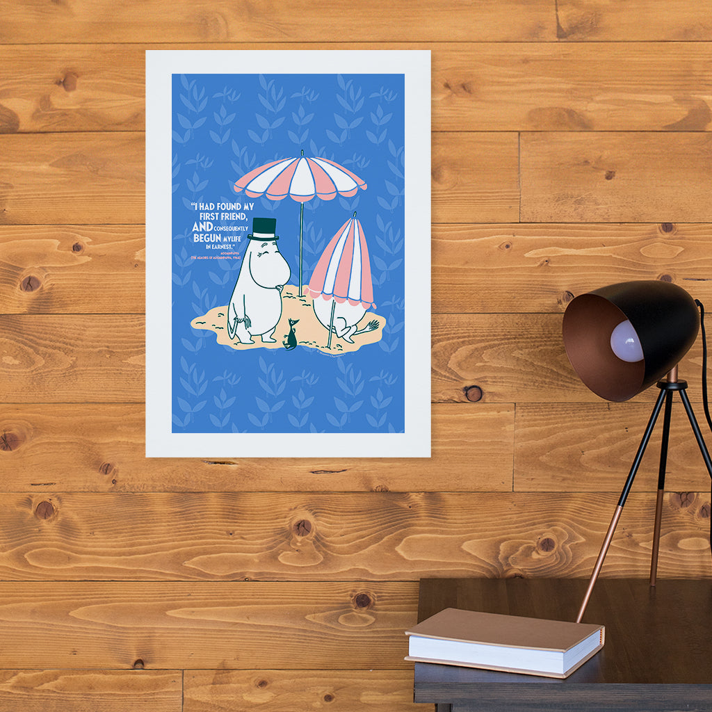 Moomin Found My Friend The Memoirs Of Moominpappa Quote Print