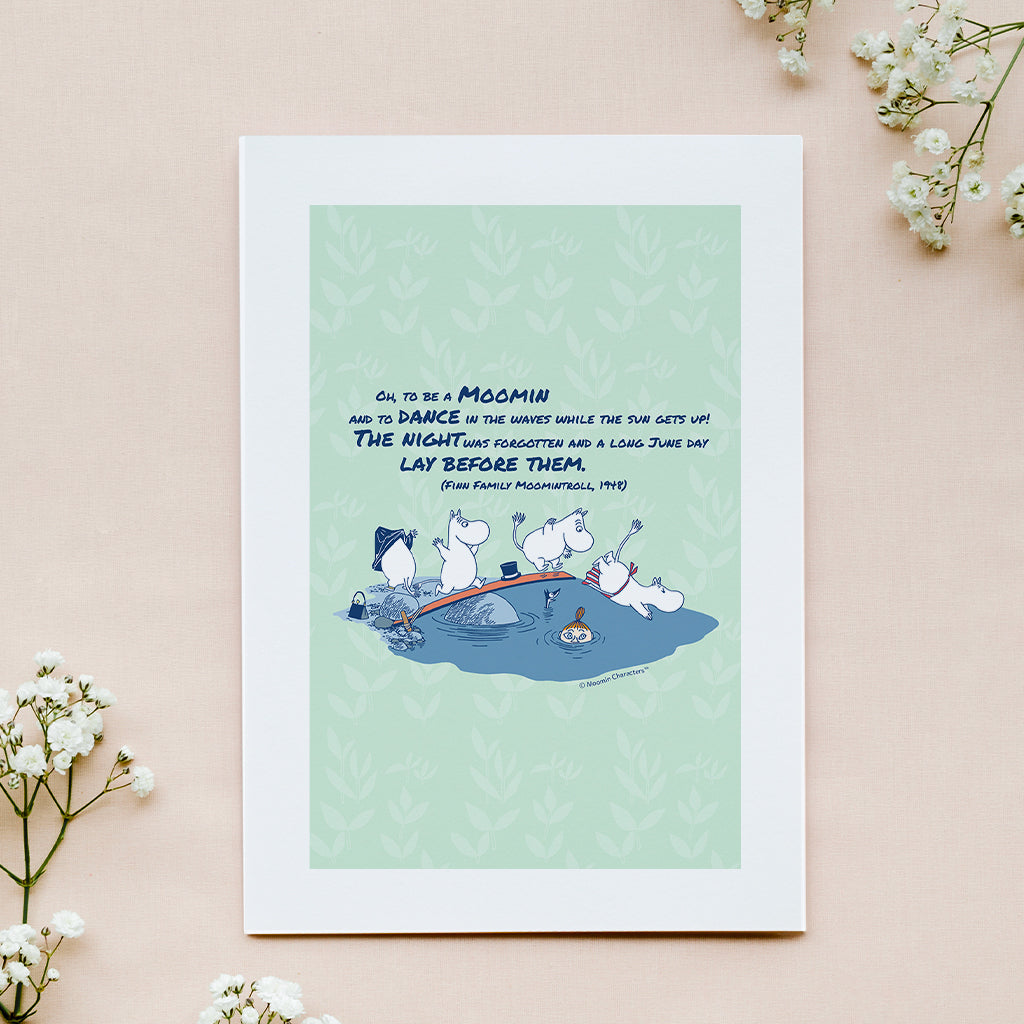 Moomin Dance In The Waves Finn Family Moomintroll Quote Print | Moomin Shop US