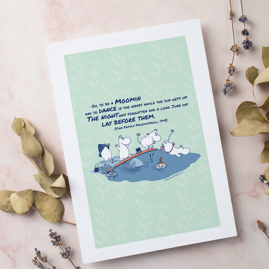 Moomin Dance In The Waves Finn Family Moomintroll Quote Print