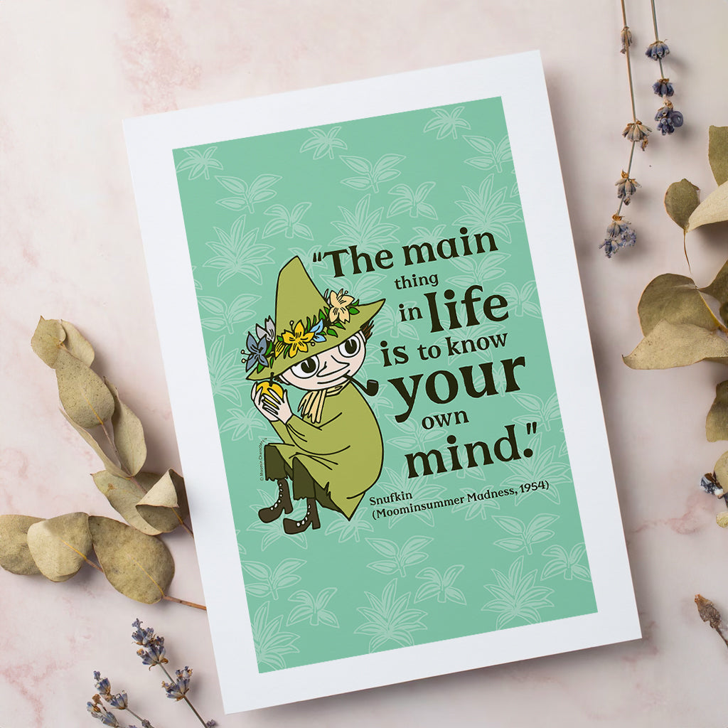 Moomin Know Your Own Mind Moominsummer Madness Snufkin Quote Print