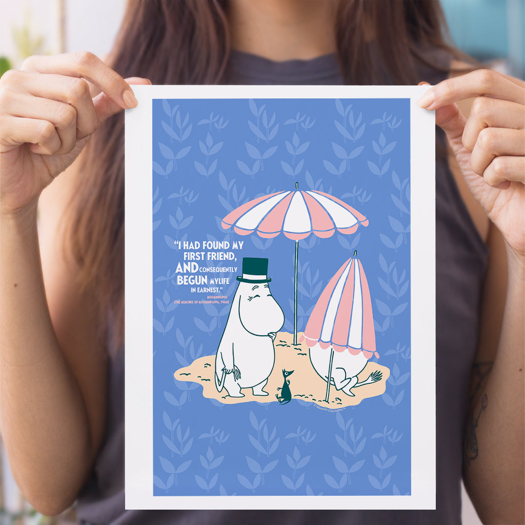 Moomin Found My Friend The Memoirs Of Moominpappa Quote Print