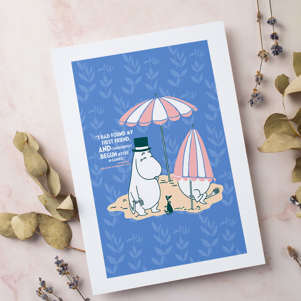 Moomin Found My Friend The Memoirs Of Moominpappa Quote Print