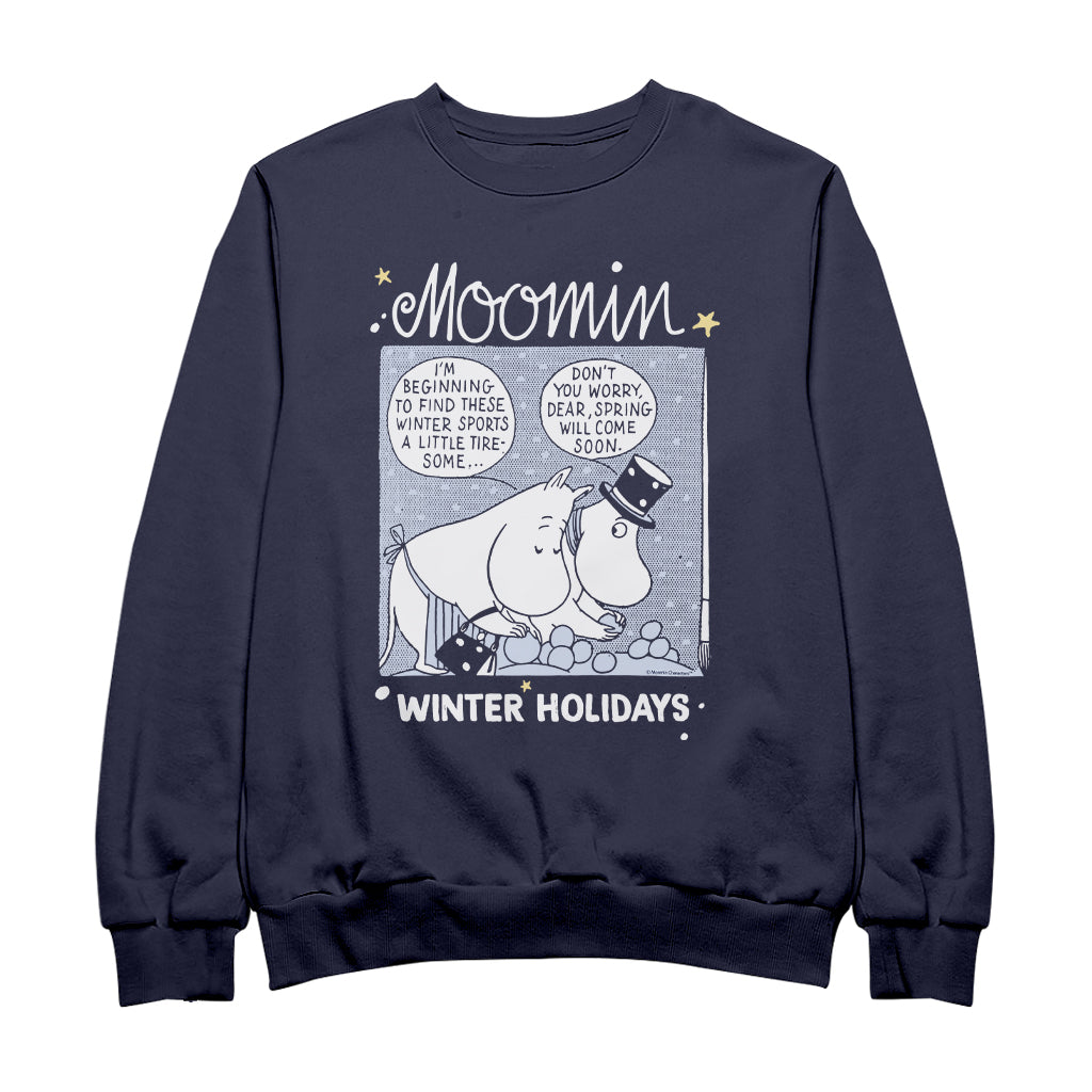 Moomin Moominpappa &amp; Moominmamma Winter Holidays Comic Adult Sweatshirt | Moomin Shop US