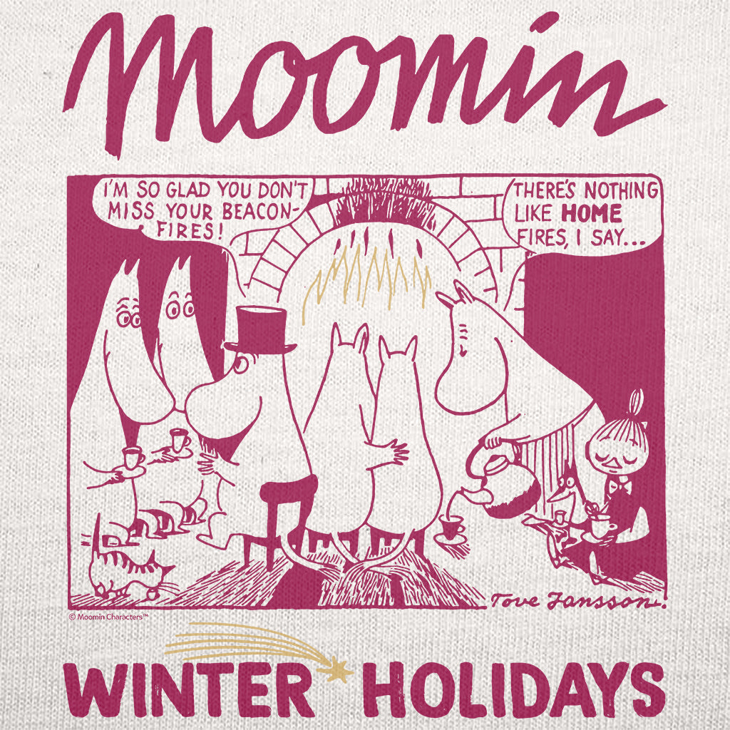 Moomin Winter Holidays Moomins By The Fireplace Adult Hoodie