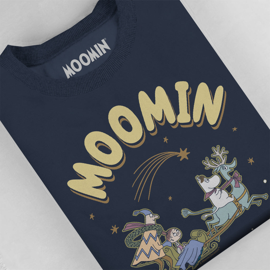 Moomin Sleigh Ride Festive Winter Chill Time Adult Sweatshirt