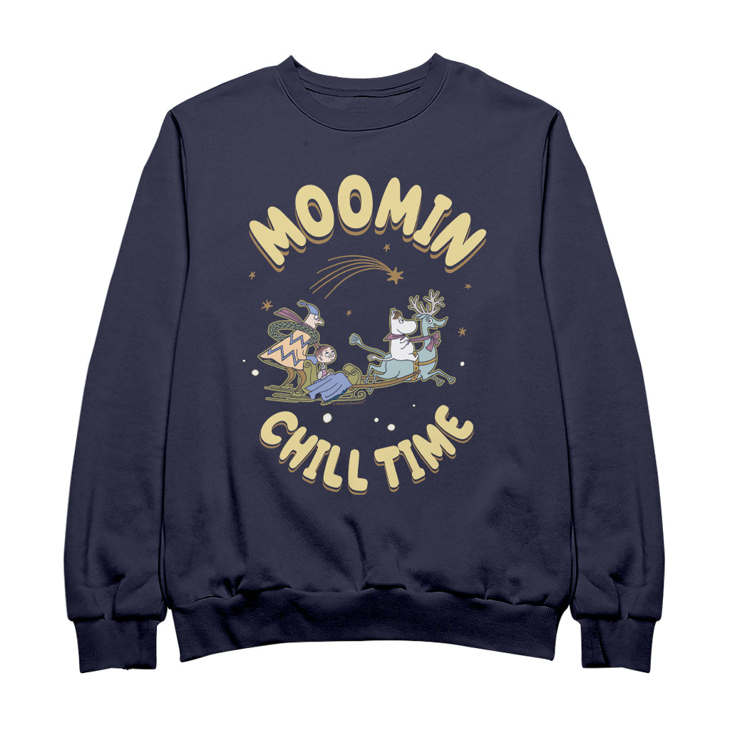 Moomin Sleigh Ride Festive Winter Chill Time Adult Sweatshirt | Moomin Shop US