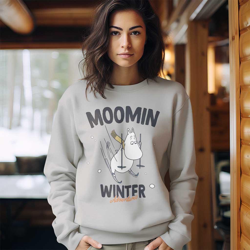 Moomin Winter Adventures Moomintroll Skiing Adult Sweatshirt