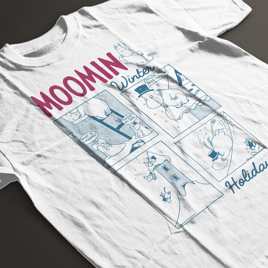 Moomin Winter Holidays Moomins Snow Slide Adult T-Shirt