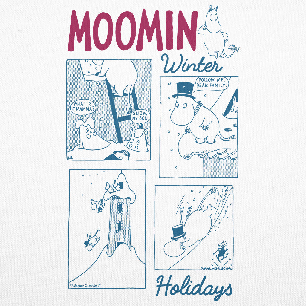 Moomin Winter Holidays Moomins Snow Slide Adult T-Shirt