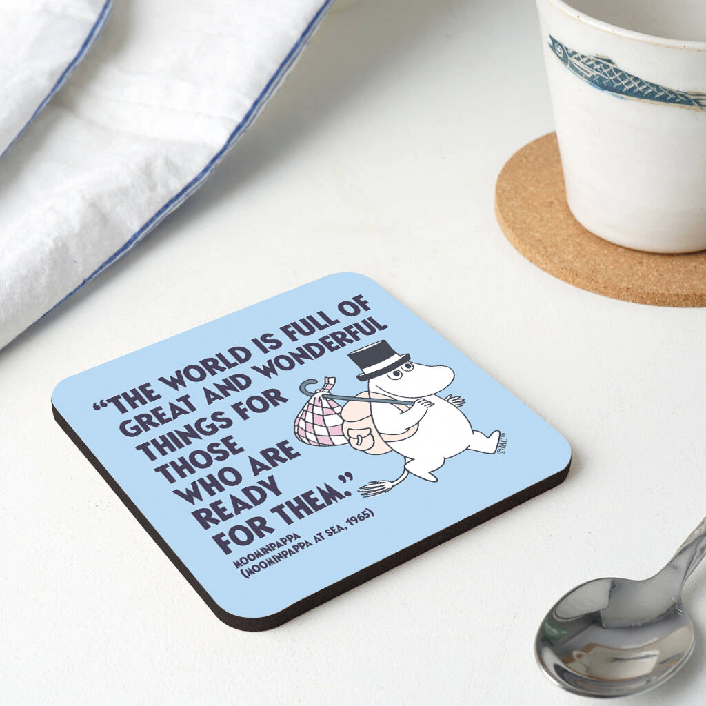 Moomin For Those Who Are Ready Moominpappa At Sea Quote Wooden Single Coaster | Moomin Shop US