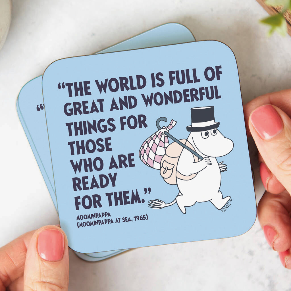 Moomin For Those Who Are Ready Moominpappa At Sea Quote Wooden Single Coaster