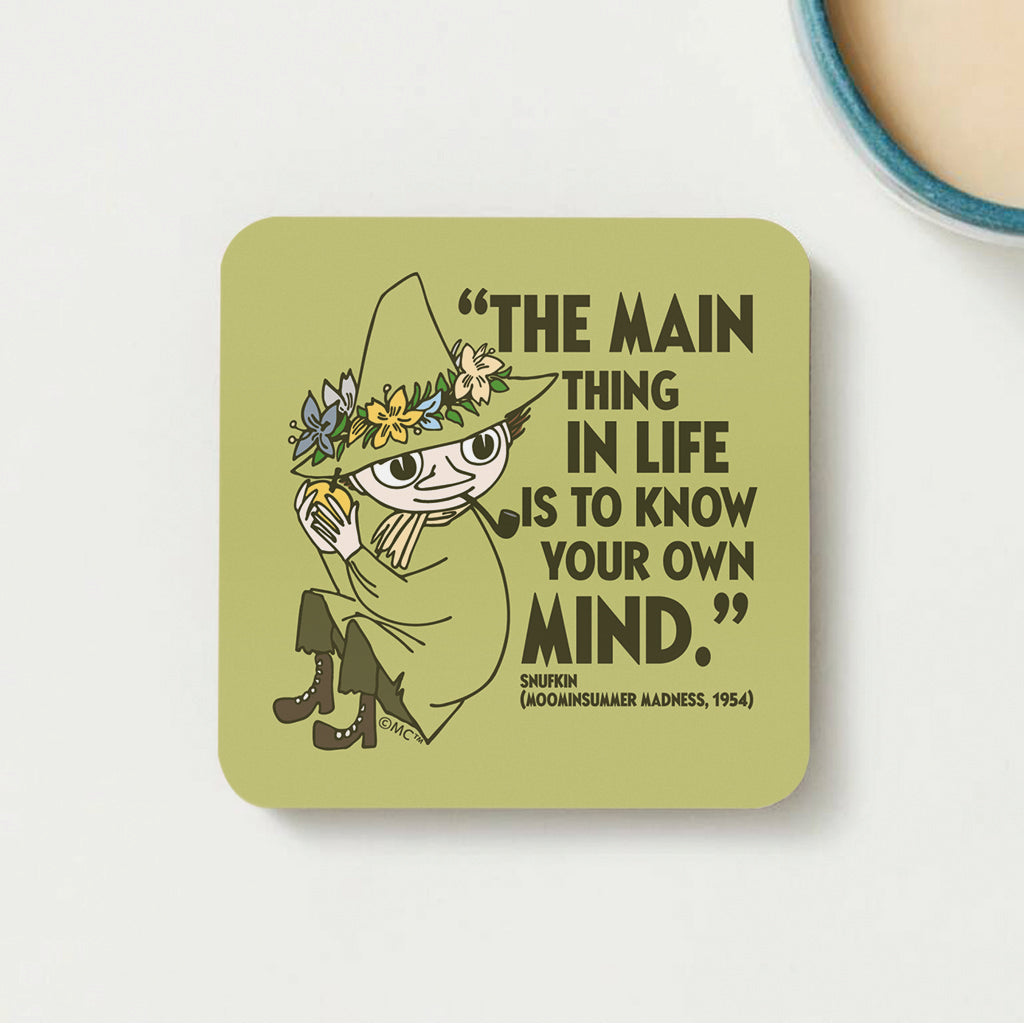 Moomin Know Your Own Mind Moominsummer Madness Snufkin Quote Wooden Single Coaster