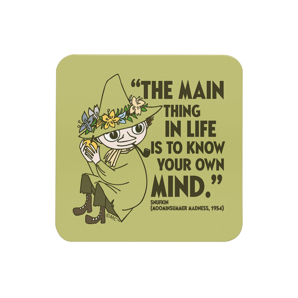 Moomin Know Your Own Mind Moominsummer Madness Snufkin Quote Wooden Single Coaster