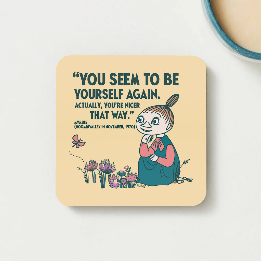 Moomin Yourself Again Mymble Quote Moominvalley Wooden Single Coaster | Moomin Shop US