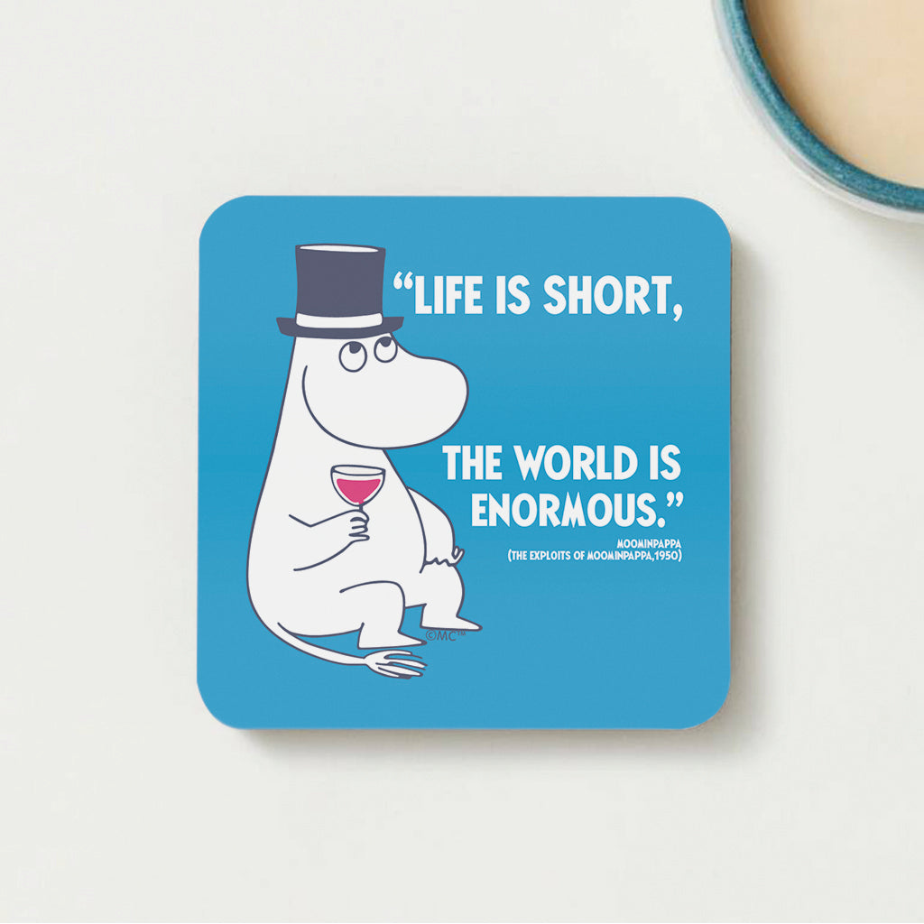 Moomin Life Is Short The Exploits Of Moominpappa Quote Wooden Single Coaster