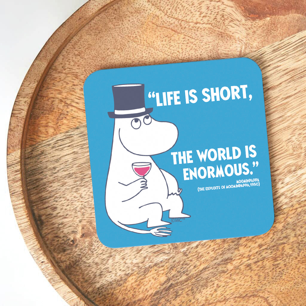 Moomin Life Is Short The Exploits Of Moominpappa Quote Wooden Single Coaster