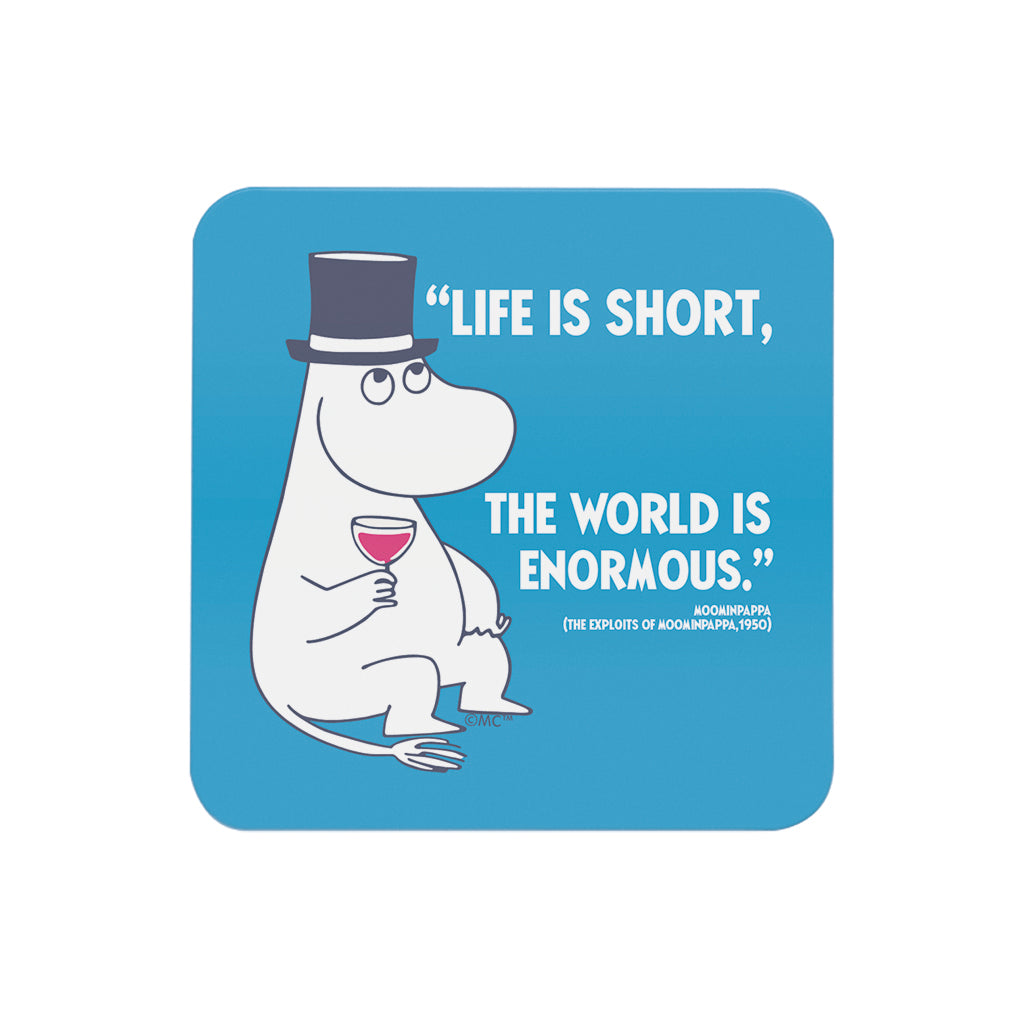 Moomin Life Is Short The Exploits Of Moominpappa Quote Wooden Single Coaster