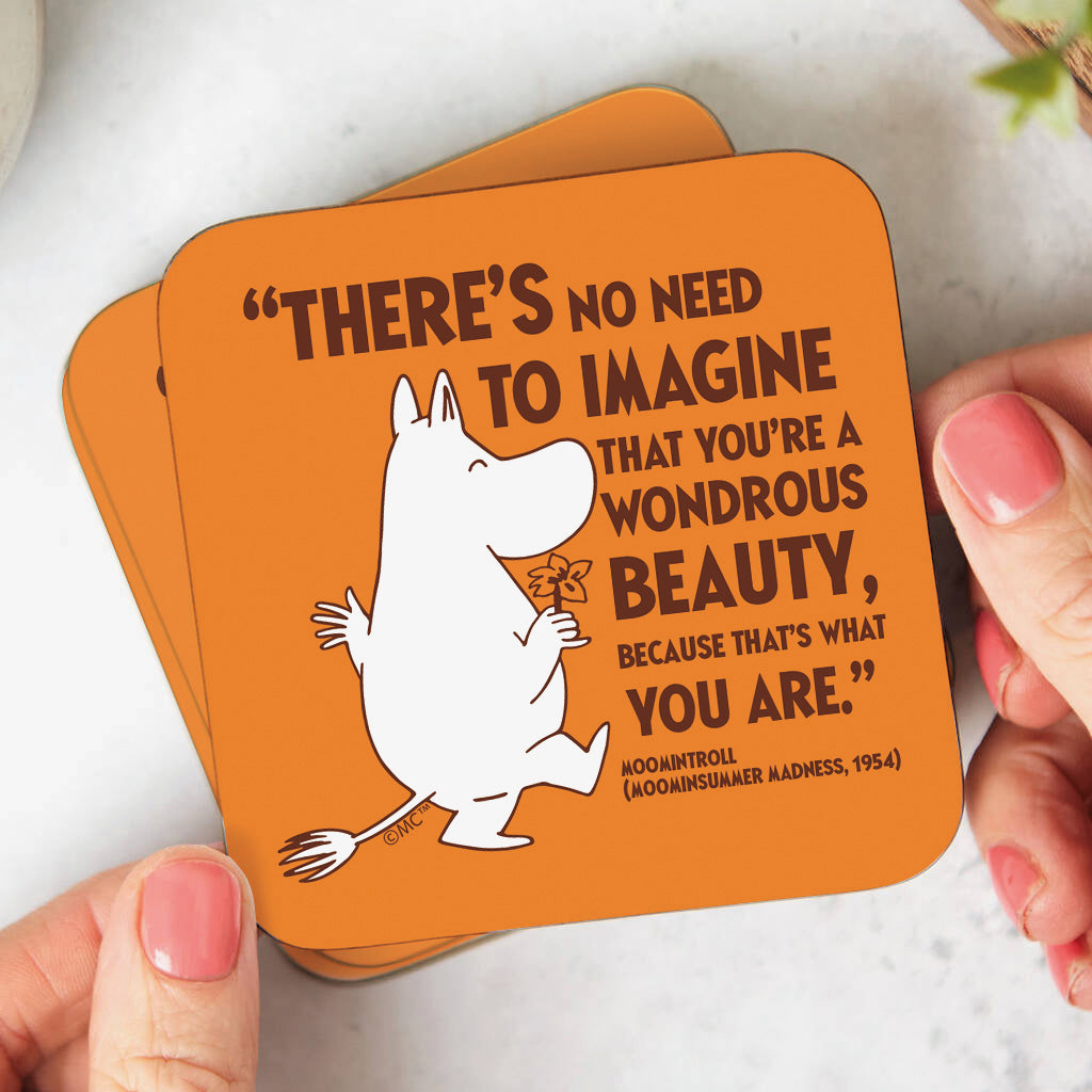 Moomin Beauty Moominsummer Madness Moomintroll Quote Wooden Single Coaster | Moomin Shop US