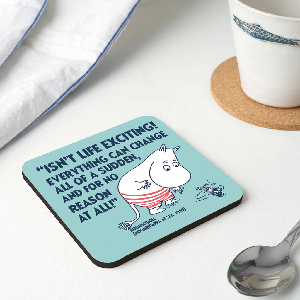 Moomin Life Exciting Moominpappa At Sea Moomintroll Quote Wooden Single Coaster