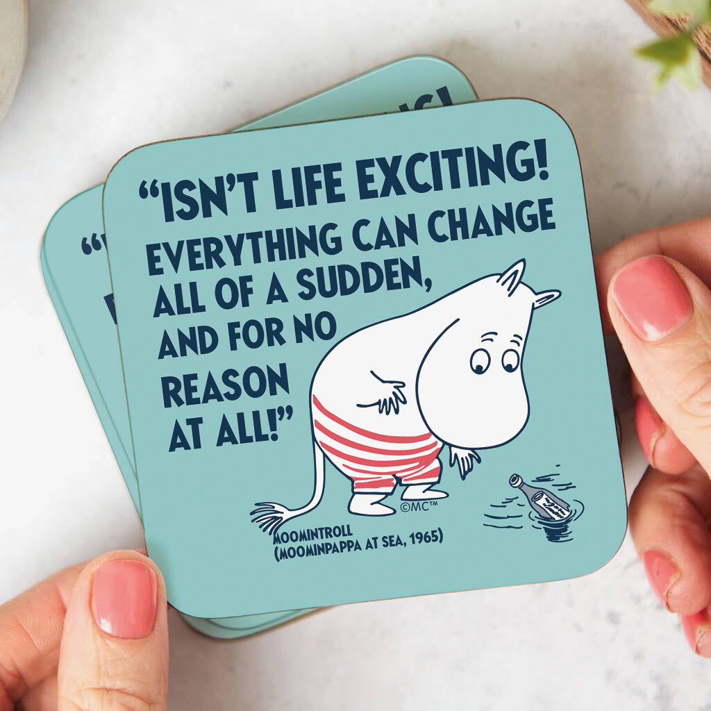 Moomin Life Exciting Moominpappa At Sea Moomintroll Quote Wooden Single Coaster