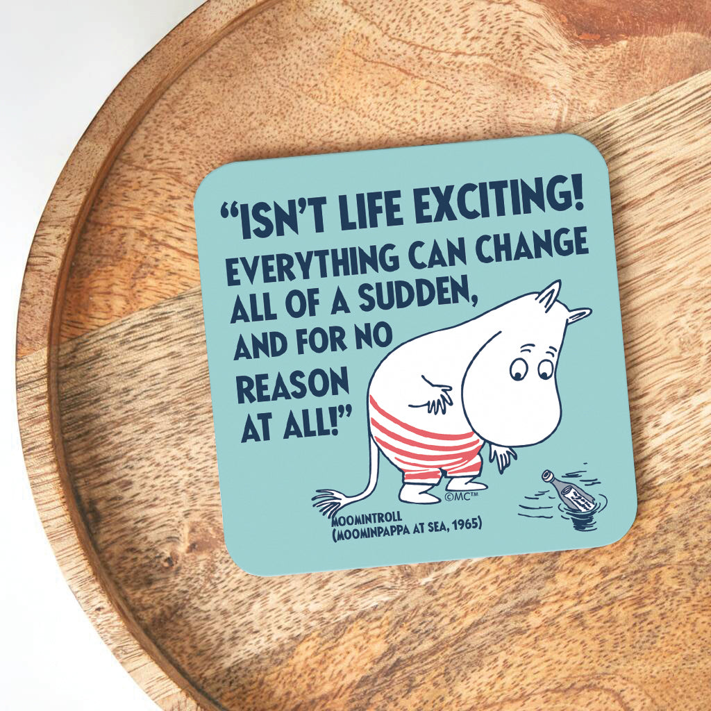 Moomin Life Exciting Moominpappa At Sea Moomintroll Quote Wooden Single Coaster