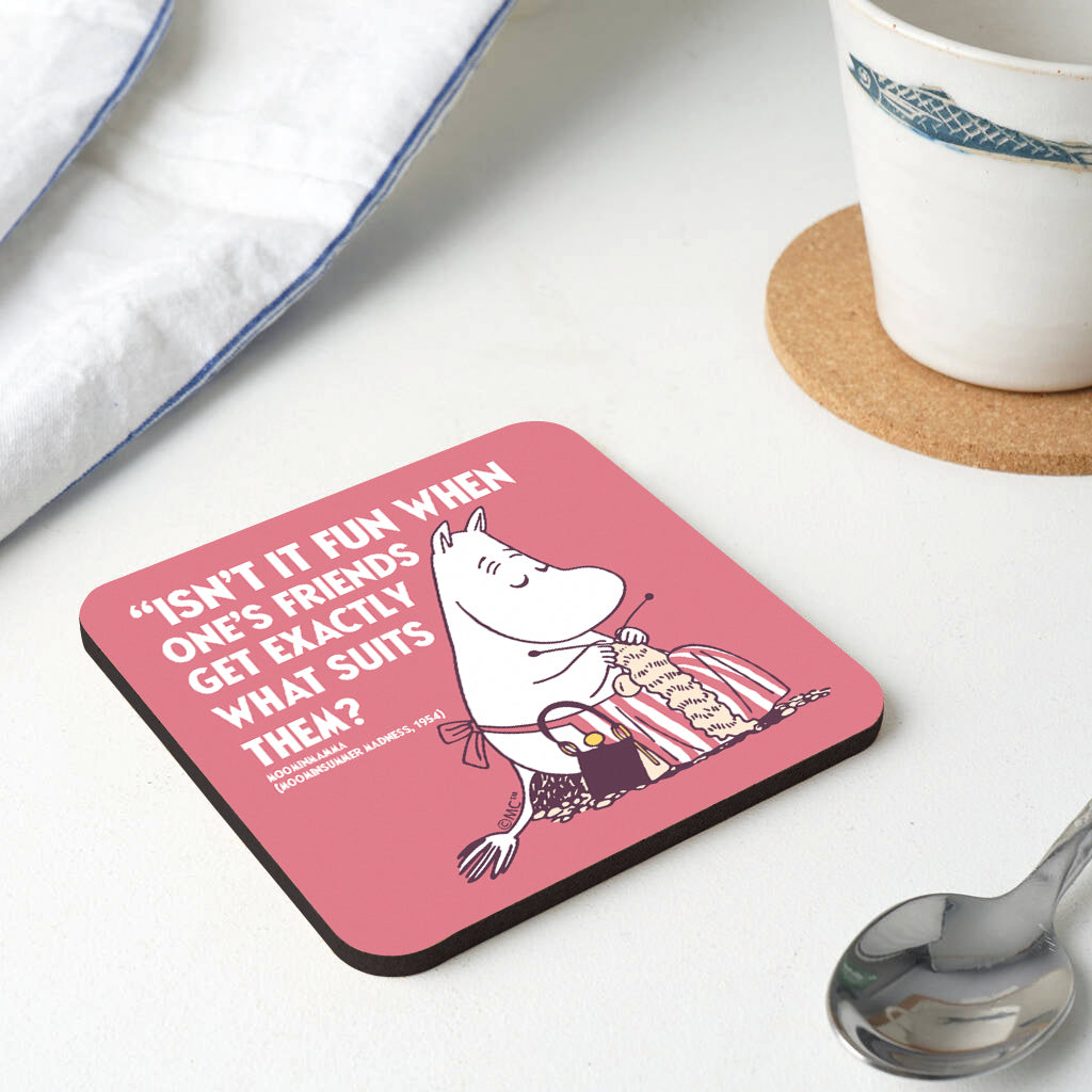 Moomin Isn&#39;t It Fun Moominsummer Madness Moominmamma Quote Wooden Single Coaster