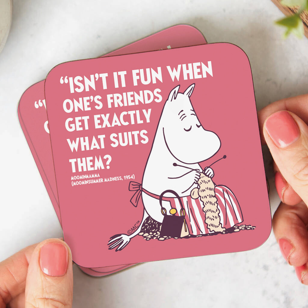 Moomin Isn&#39;t It Fun Moominsummer Madness Moominmamma Quote Wooden Single Coaster | Moomin Shop US