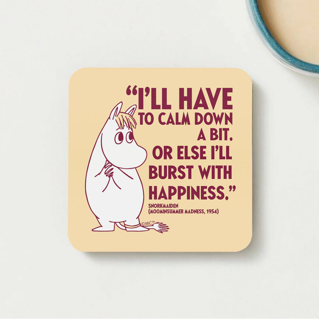 Moomin Happiness Moominsummer Madness Snorkmaiden Quote Wooden Single Coaster | Moomin Shop US