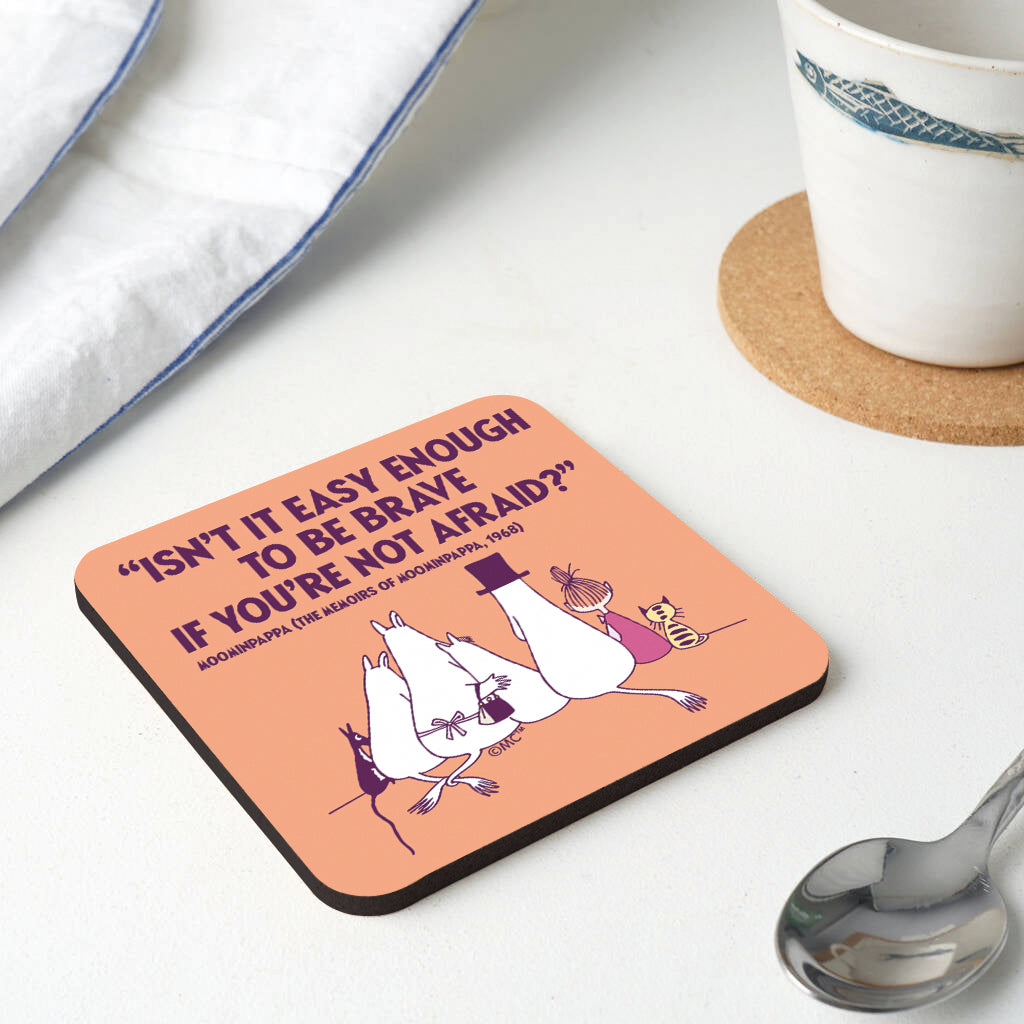 Moomin Be Brave The Memoires Of Moominpappa Quote Wooden Single Coaster | Moomin Shop US