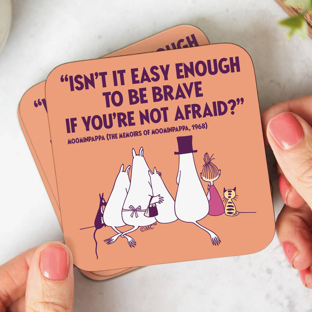 Moomin Be Brave The Memoires Of Moominpappa Quote Wooden Single Coaster