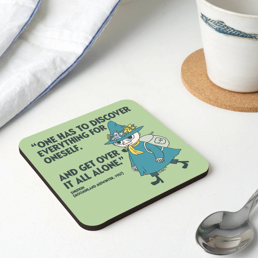 Moomin Discover Moominland Midwinter Snufkin Quote Wooden Single Coaster