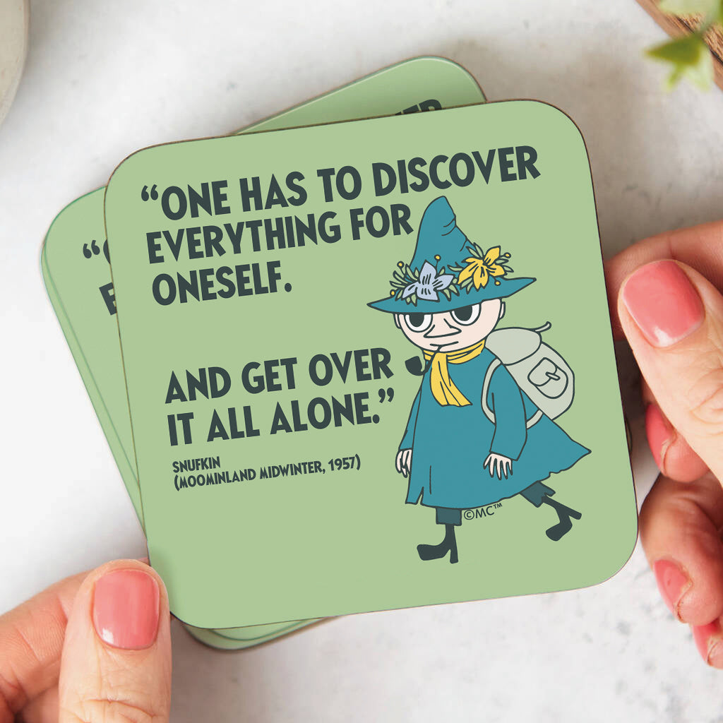 Moomin Discover Moominland Midwinter Snufkin Quote Wooden Single Coaster