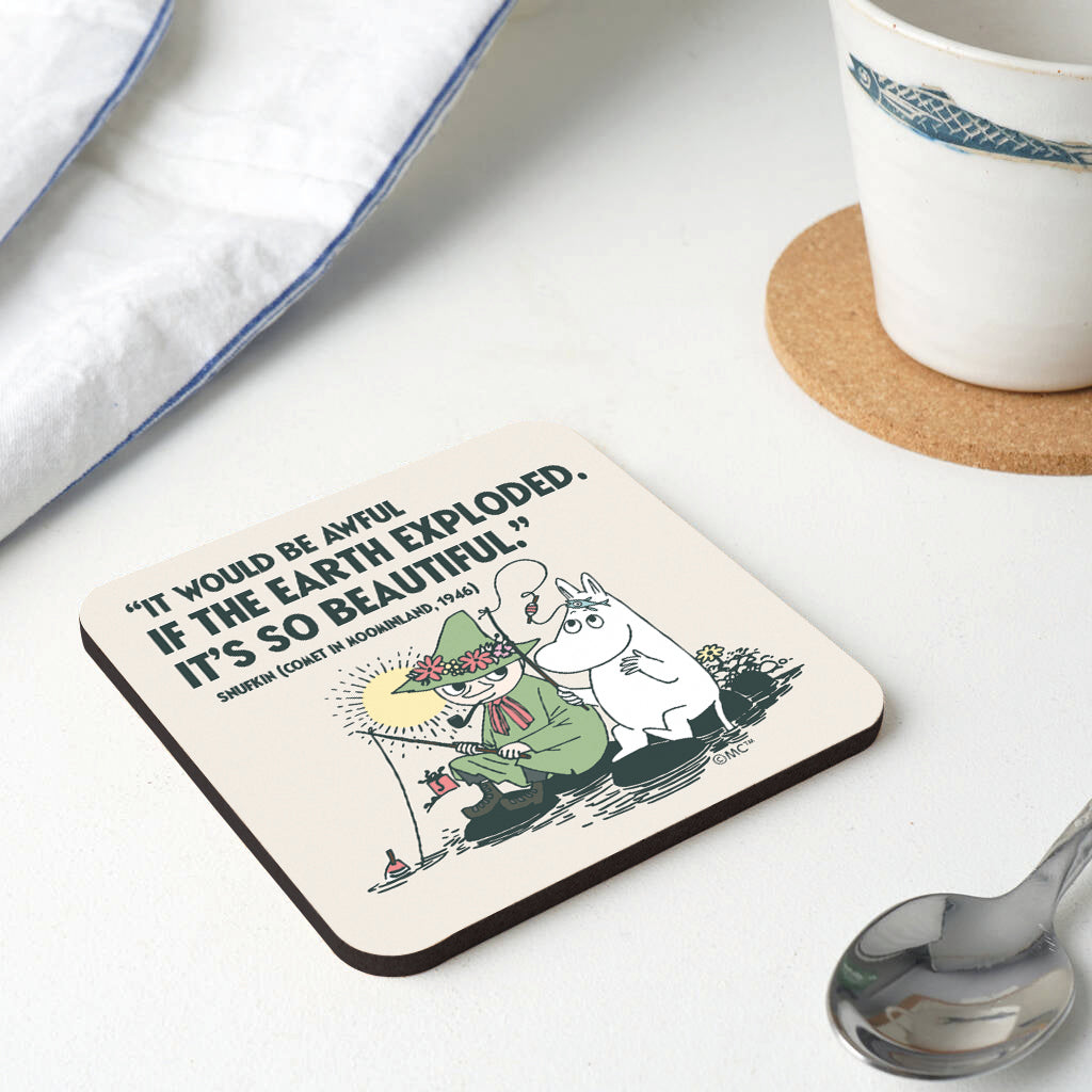 Moomin If The World Exploded Comet In Moomland Snufkin Quote Wooden Single Coaster