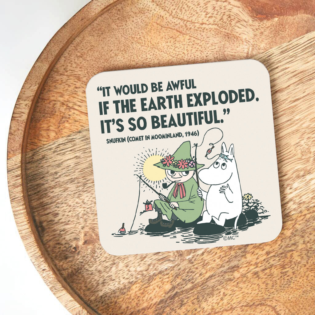 Moomin If The World Exploded Comet In Moomland Snufkin Quote Wooden Single Coaster