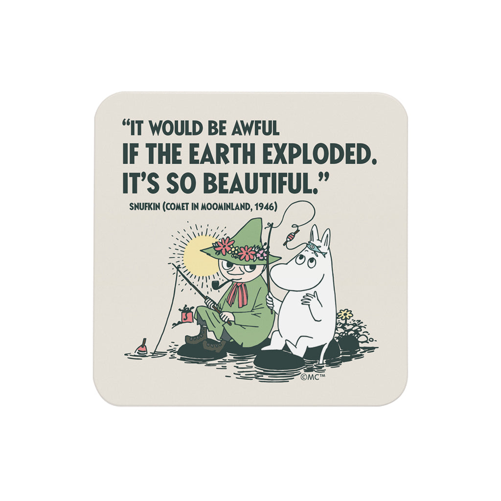 Moomin If The World Exploded Comet In Moomland Snufkin Quote Wooden Single Coaster