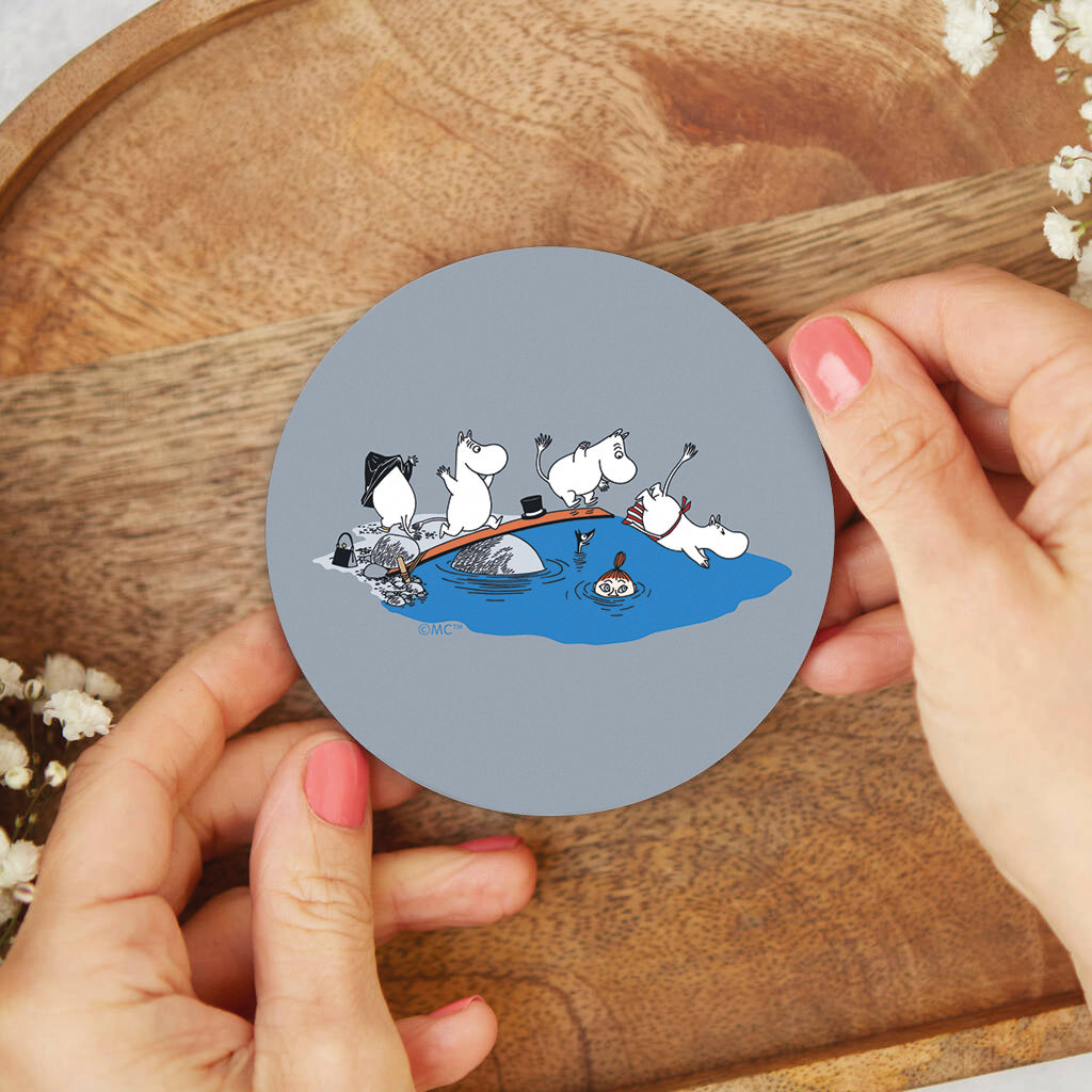 Moomin Family Swimming Wooden Single Coaster