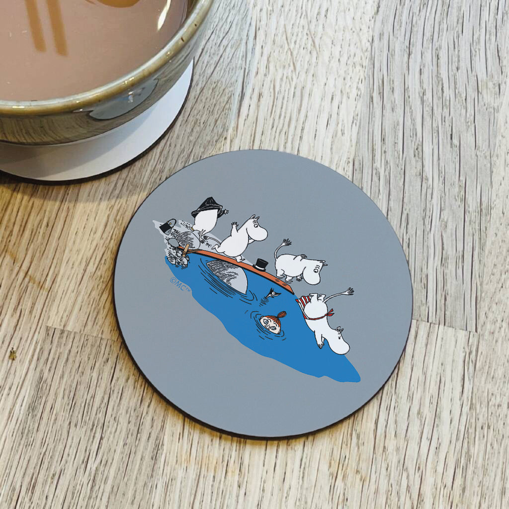 Moomin Family Swimming Wooden Single Coaster