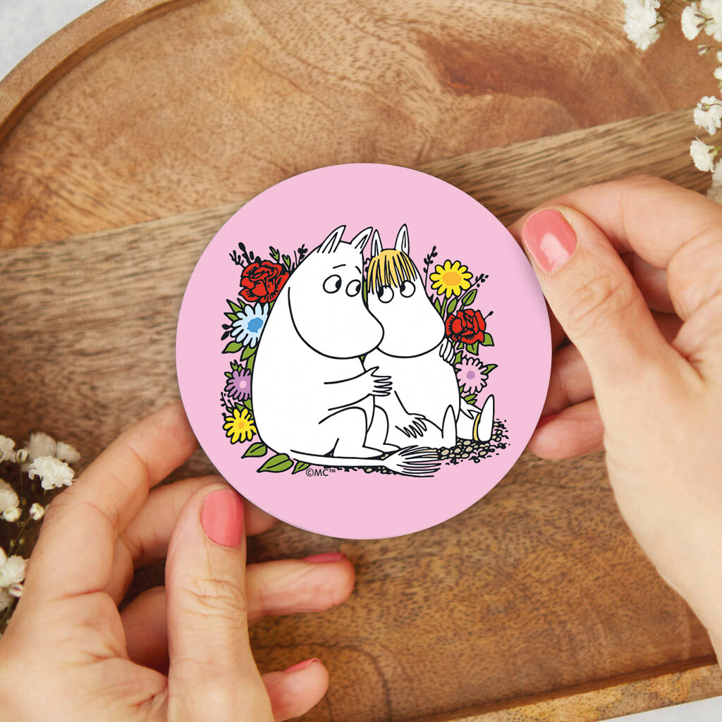 Moomin Moomintroll And Snorkmaiden Flowers Wooden Single Coaster