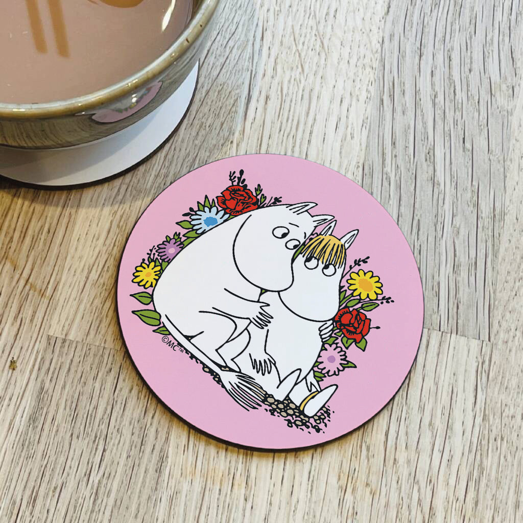 Moomin Moomintroll And Snorkmaiden Flowers Wooden Single Coaster